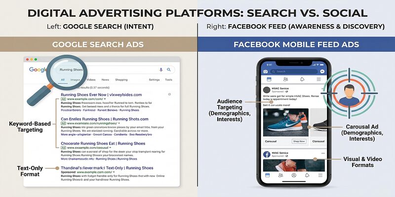 Google Ads Vs Facebook Ads - Detailed Comparison