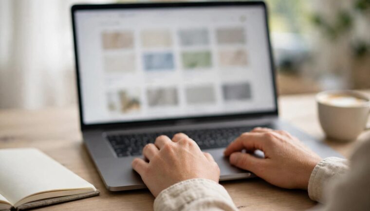 SEO professional reviewing an ecommerce website platform on a laptop