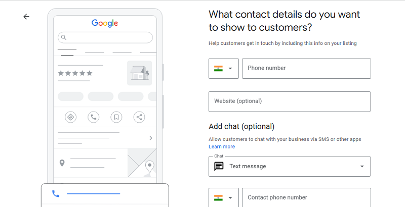 Add phone number and website