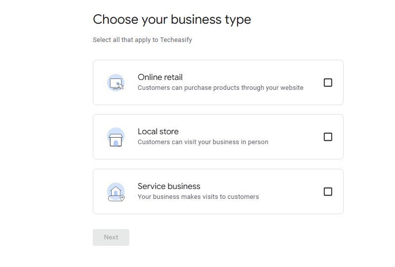 Choose your business category
