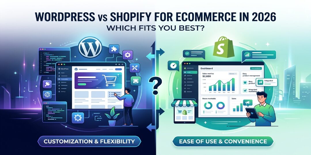 WordPress vs Shopify comparison for ecommerce 2026