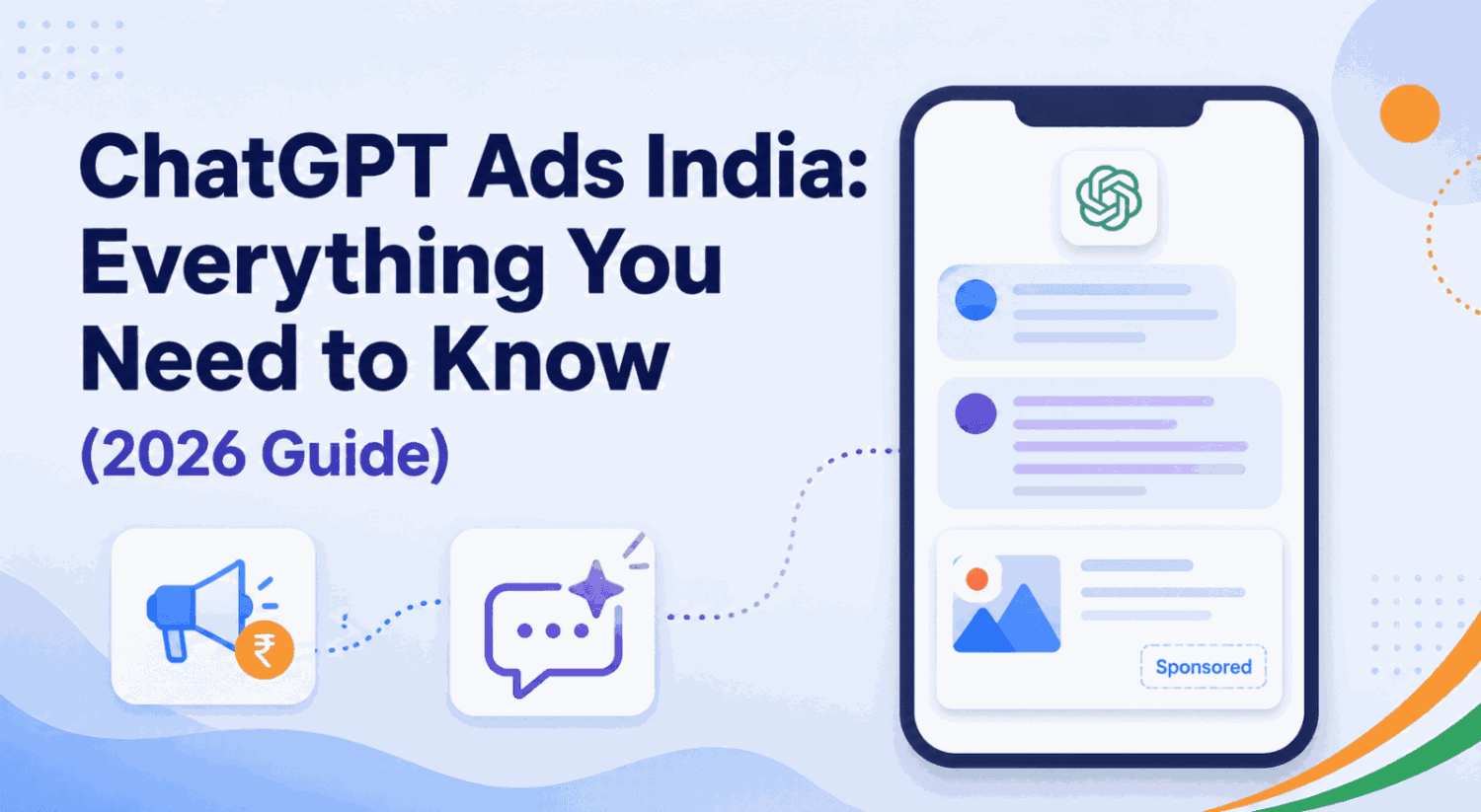 ChatGPT Ads India guide showing a sponsored ad card in a ChatGPT conversation