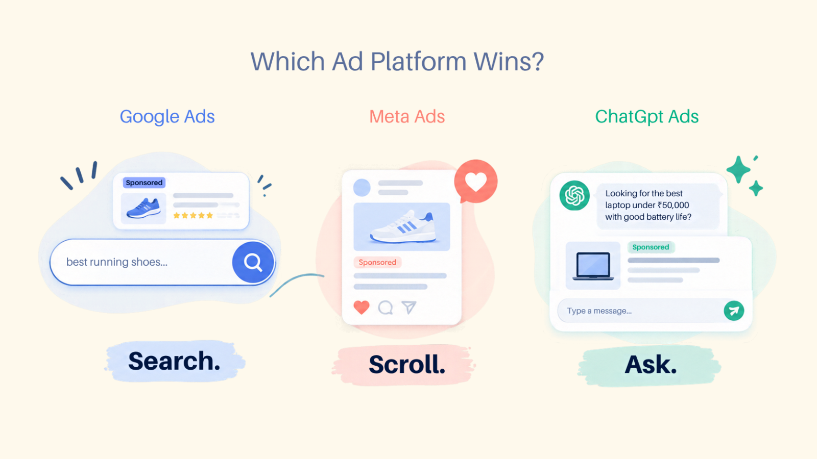 ChatGPT Ads vs Google Ads vs Meta Ads: Which Is Better for Indian Brands?